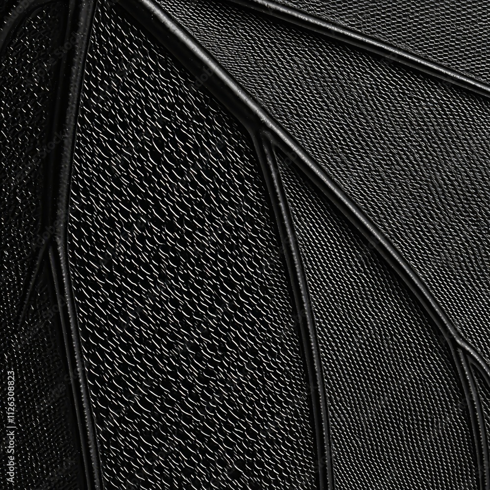 Poster close-up of intricate black textured surface, showcasing a unique pattern and depth.