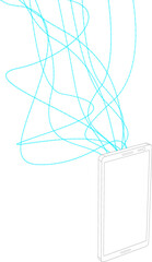 Smartphone with many wires, Mobile Phone contour.