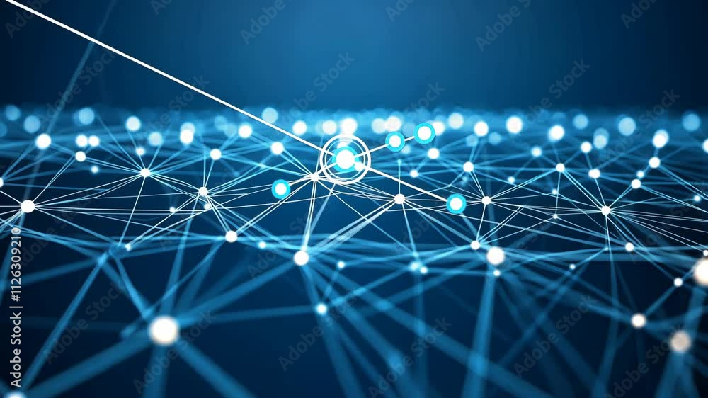 Aufkleber network connections and data points illuminated on a dark background showcasing technological advanc