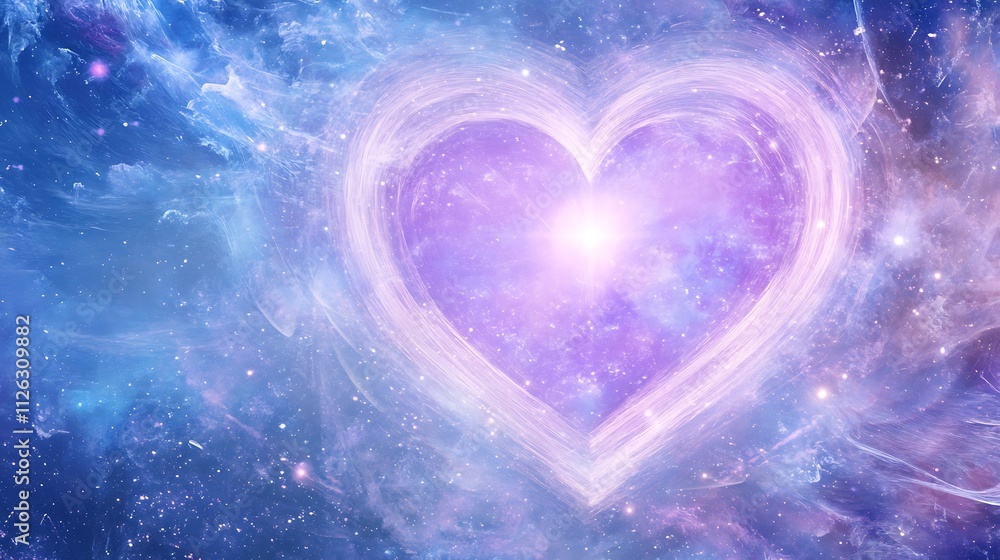 Aufkleber ethereal heart shape created with soft light and colorful swirls in a dreamy background