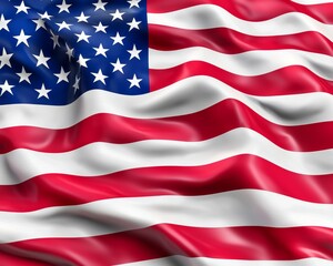 Obraz premium American flag waving in vibrant colors, symbolizing freedom and patriotism.