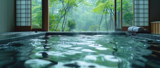 Serene Onsen Hot Spring Spa Tranquil Nature Escape