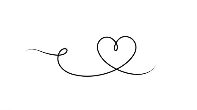 Animated One continuous line drawing of love signs. Minimal heart and health line art animation full-length video clip. The valentine linear motion graphics. 