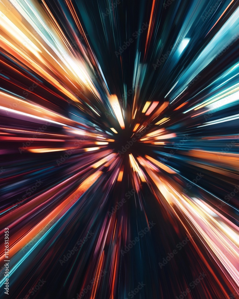 Aufkleber abstract burst of colorful light beams radiating from a central point, creating a sense of depth and