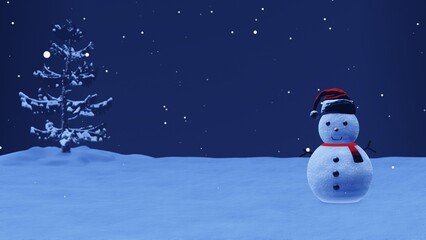 snowman on the snow winter background 8k illustration.