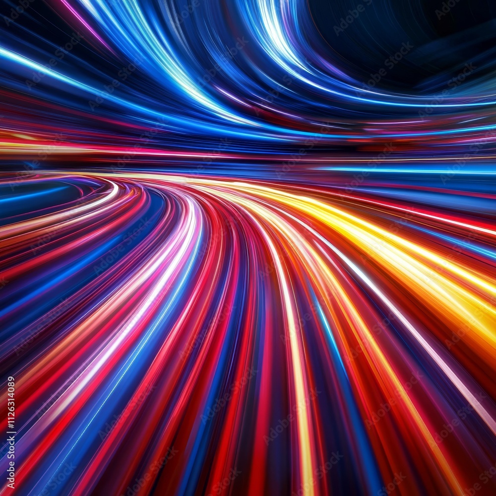 Aufkleber a vivid swirl of colorful light trails depicting motion and energy in a dynamic abstract style.