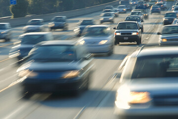 Busy highway filled with moving vehicles during daylight hours