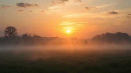 Fototapeta premium morning landscape with fog