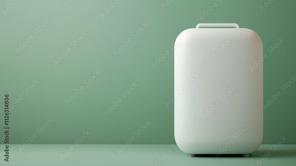 Poster A minimalist white container stands against a soft green background, creating a calm and modern aesthetic.