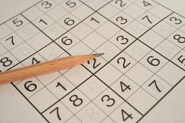 Sudoku puzzle, game to play for keep you brain younger for developing Alzheimer disease in senior...
