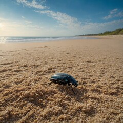 "Describe an insect in vivid detail, focusing on its unique physical features, movements, and behaviors. Include details such as the texture and color of its exoskeleton, the pattern on its wings.