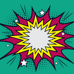explosion stars. Comic burst, bursting star, starburst speech bubbles. Star sticker, burst speech balloon. Comic book, vector boom or explosion. Communication concept.