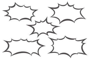 Comic speech bubble. Vector cartoon manga frame with bomb explosion effect. Boom clouds for text on white background. Surprise box for sale banner