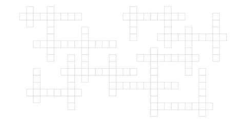 Simple crossword grid template with empty boxes. Fun and educational illustration for kids games.