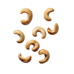 Salted cashew nuts isolated on transparent background , top view cutout
