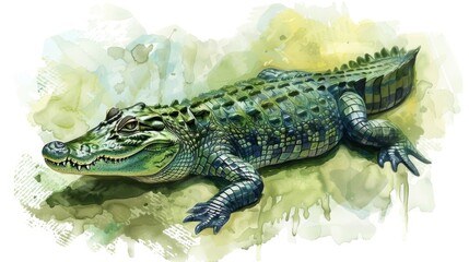 Naklejka premium Vibrant Crocodile Illustration on Clean Background