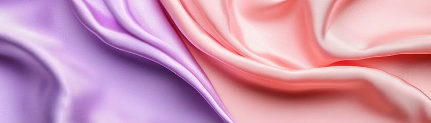 Obraz premium Closeup satin surface in pale pink and lavender textile soft light