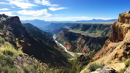 Summer river plateau grand canyon under blue sky