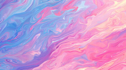 A painting of a pink and blue swirl
