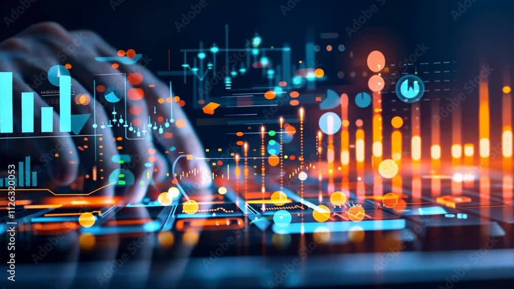 Poster exploring technology and data analytics hands on visualization of digital graphs and statistics thro