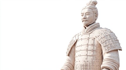 Obraz premium An artistic representation of a historic warrior. The statue embodies strength and tradition. This figure stands tall as a symbol of bravery. Generative AI