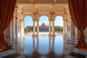 Ornate royal palace adorned with intricate carvings and vibrant colors, a symbol of opulence and history.