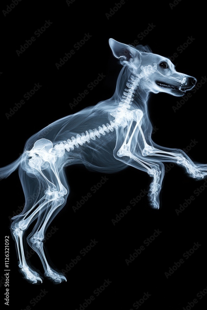 Aufkleber x-ray image of a dog in motion capturing its skeletal structure