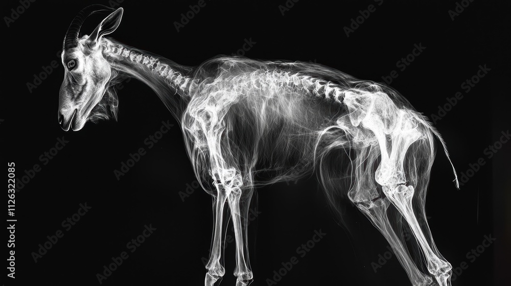 Poster x-ray image of a goat showing skeletal structure in detail