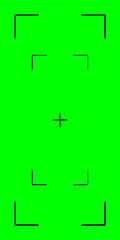 Chroma key green vertical screen with tracking marks. Ideal for VFX in social media videos. Vector template.