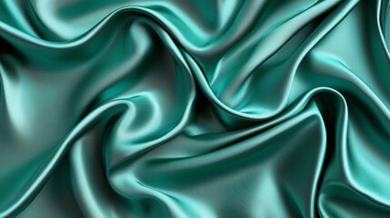 Fototapeta premium Closeup of dark emerald satin fabric textiles studio abstract detail