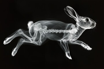 Obraz premium X-ray Image of a Rabbit in Motion Showing Skeletal Structure