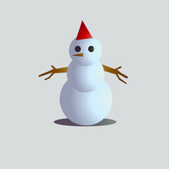 3D Vector Snowman with Santa Hat illustration isolated on white background