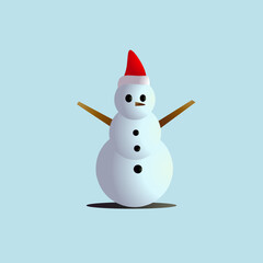 3D Vector Snowman with Santa Hat illustration isolated on white background