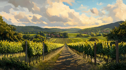 Naklejka premium A scenic vineyard landscape.