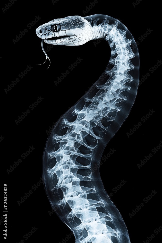 Poster x-ray image of a serpentine structure with unique bone detail