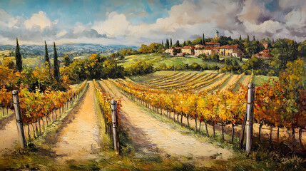Fototapeta premium A scenic vineyard landscape.