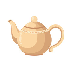 Beige ceramic teapot. Vector illustration in flat style.