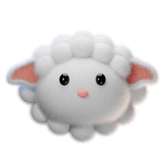 Cute Animal Sheep Head 3D Rendering Icon Isolated Transparent Background	