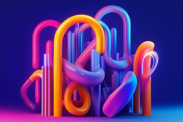 Fototapeta premium Data Stream Flow illustration: Dynamic Tech Visualization Background Wallpaper 3d