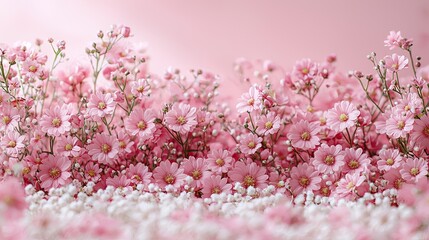 Fototapeta premium Pink flowers bloom in a vibrant display, creating a serene atmosphere in springtime