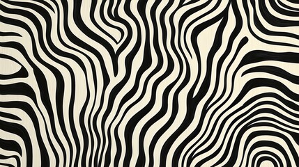 Obraz premium Striking black and white abstract pattern with flowing lines and curves creating a lively visual effect