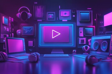 Streaming Media Flow illustration: Dynamic Content Flow Background Wallpaper 3d