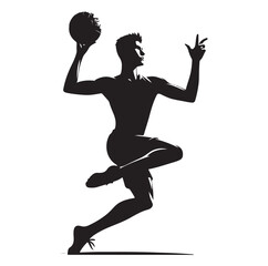 takraw player pose silhouette vector illustration
