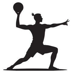 takraw player pose silhouette vector illustration
