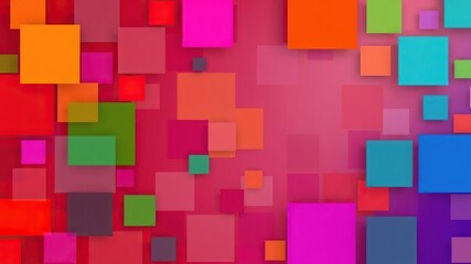 Colorful abstract background with geometric squares in different sizes and shapes, vibrant colors, abstract, contemporary design