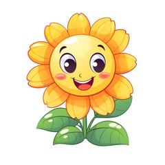 Obraz premium Cute SunFlower Smiling, Isolated, White Background