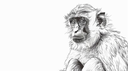 Fototapeta premium Detailed Illustration of a Langur Monkey on White Background