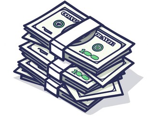 Illustration of a stack of money designed for safe financial practices and investments