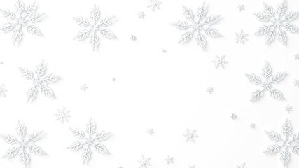 Delicate snowflake pattern on white background with intricate details and crystal formations, snowflakes, ornate, delicate