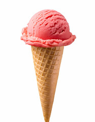Delicious Strawberry Ice Cream in a Waffle Cone   Summer Treat  Sweet Dessert  Frozen Yogu